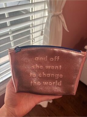 ipsy Rose Gold Metallic Cosmetic Pouch with Inspirational Quote